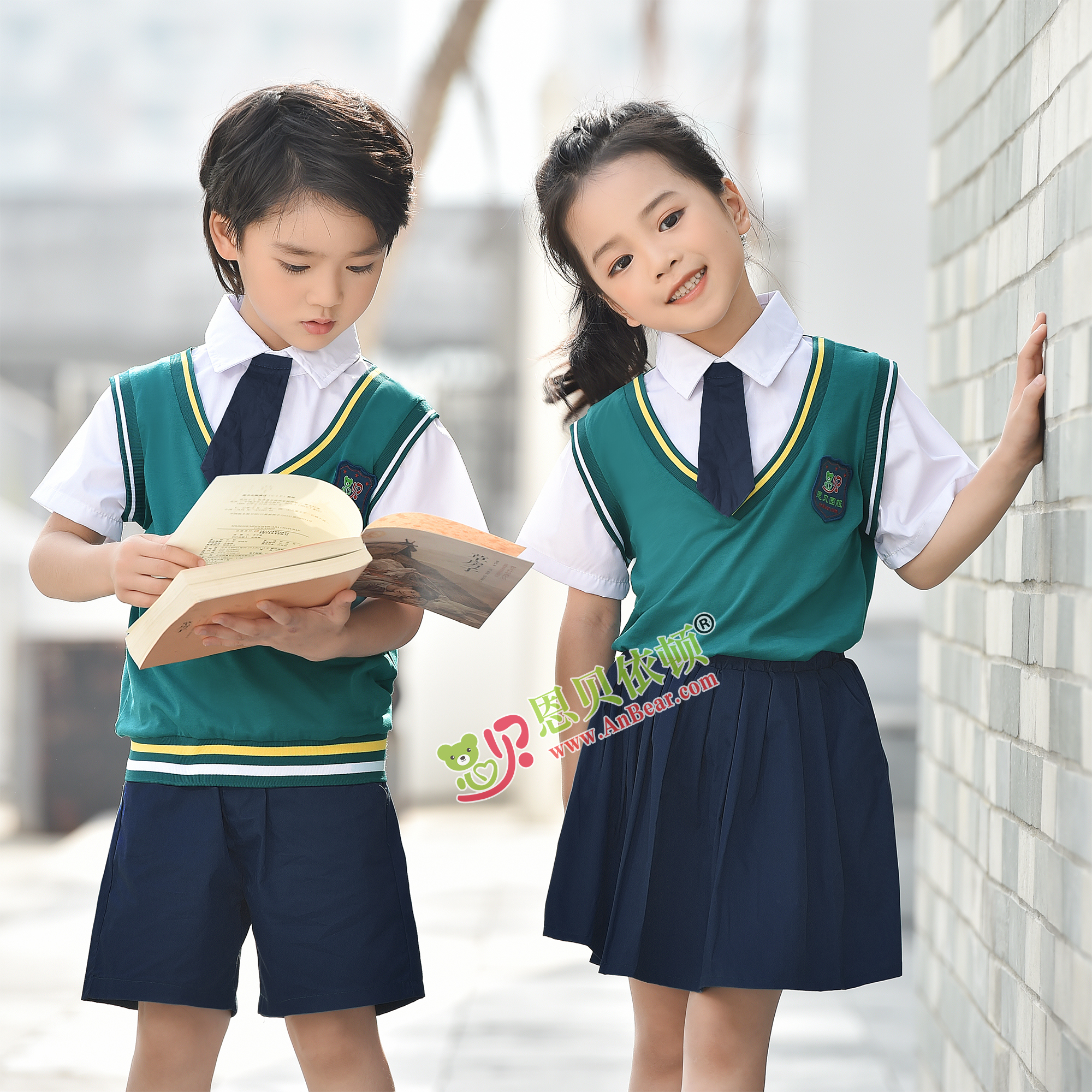 N10487AB幼儿园夏季园服-2022夏季新款园服|2022英伦风校服|恩贝依顿园服