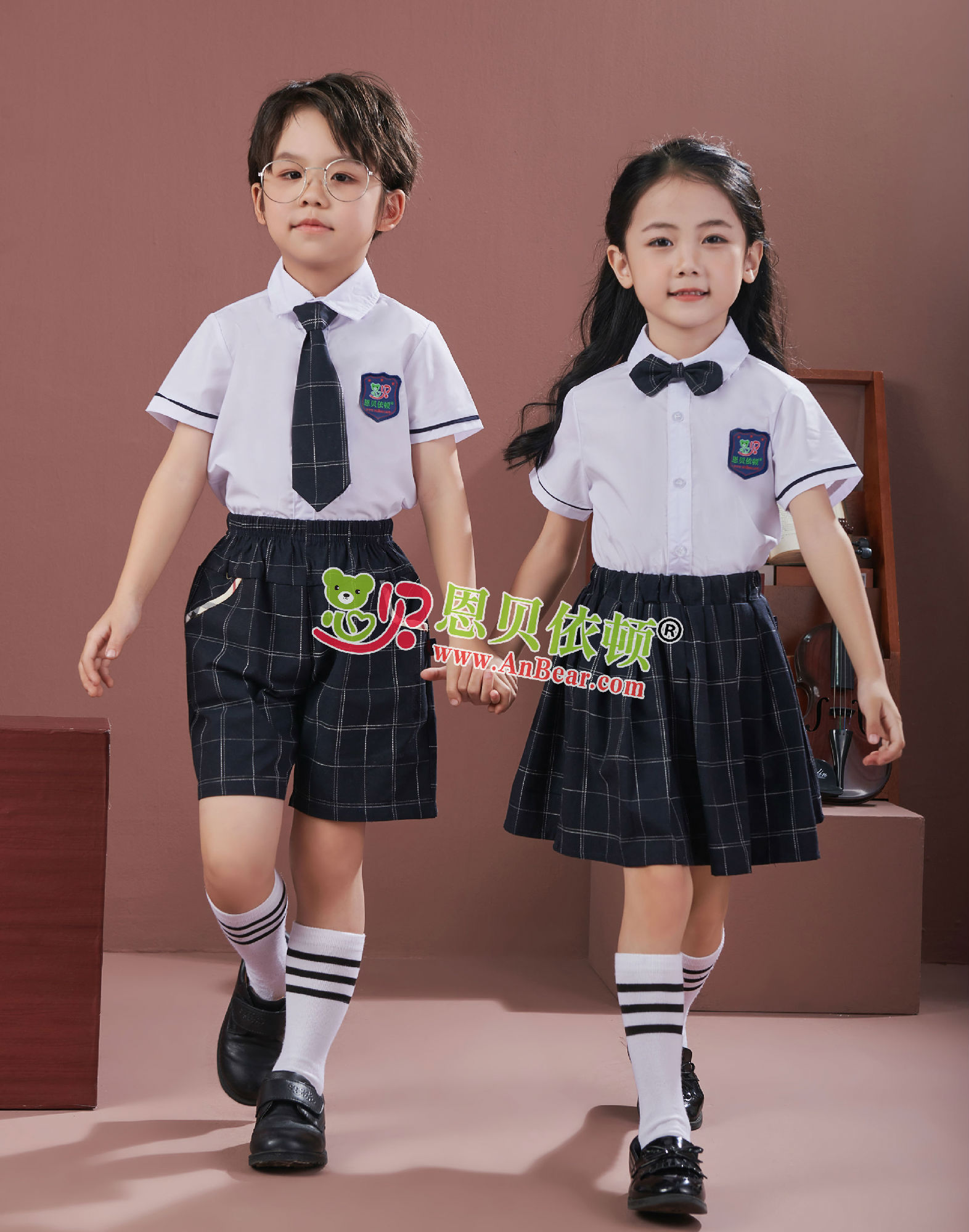 N10591AB幼儿园夏季园服-2024夏季新款园服|2024英伦风校服|恩贝依顿园服