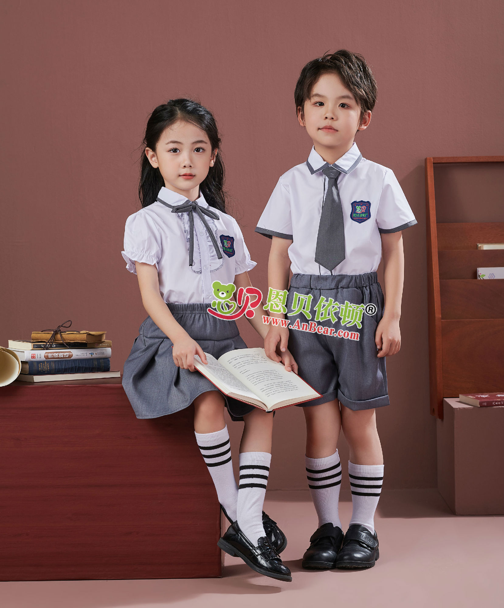 N10598AB幼儿园夏季园服-2024夏季新款园服|2024英伦风校服|恩贝依顿园服